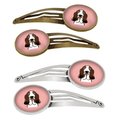 Carolines Treasures Checkerboard Pink Basset Hound Barrettes Hair Clips, Set of 4, 4PK BB1243HCS4